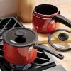 image:imageTramontina Ceramic Non Stick 6Piece Nesting Sauce Pan Set with Lids  Stackable Nonstick Cookware Set Dishwasher and Oven Safe WhiteRed