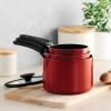 image:imageTramontina Ceramic Non Stick 6Piece Nesting Sauce Pan Set with Lids  Stackable Nonstick Cookware Set Dishwasher and Oven Safe WhiteRed