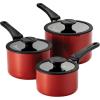 image:imageTramontina Ceramic Non Stick 6Piece Nesting Sauce Pan Set with Lids  Stackable Nonstick Cookware Set Dishwasher and Oven Safe WhiteRed