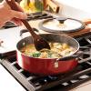 image:imageTramontina Ceramic Non Stick 6Piece Nesting Sauce Pan Set with Lids  Stackable Nonstick Cookware Set Dishwasher and Oven Safe WhiteRed