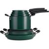 image:imageTramontina Ceramic Non Stick 6Piece Nesting Sauce Pan Set with Lids  Stackable Nonstick Cookware Set Dishwasher and Oven Safe WhiteTeal Ceramic