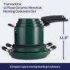 image:imageTramontina Ceramic Non Stick 6Piece Nesting Sauce Pan Set with Lids  Stackable Nonstick Cookware Set Dishwasher and Oven Safe WhiteTeal Ceramic