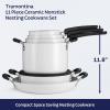 image:imageTramontina Ceramic Non Stick 6Piece Nesting Sauce Pan Set with Lids  Stackable Nonstick Cookware Set Dishwasher and Oven Safe WhiteWhite Ceramic