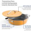 image:imageTramontina Fiora 425Quart Multipurpose Ceramic Non Stick Cooking Pan with Lid WhiteMarigold