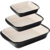 image:imageTramontina Mae 3Piece Ceramic Porcelain Baking Pans Set Non Stick Casserole Dishes for Oven Rectangular Bakeware for Lasagna Cakes and Loafs BlackBlack