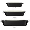 image:imageTramontina Mae 3Piece Ceramic Porcelain Baking Pans Set Non Stick Casserole Dishes for Oven Rectangular Bakeware for Lasagna Cakes and Loafs BlackBlack
