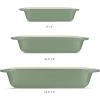 image:imageTramontina Mae 3Piece Ceramic Porcelain Baking Pans Set Non Stick Casserole Dishes for Oven Rectangular Bakeware for Lasagna Cakes and Loafs BlackCactus