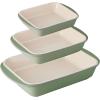 image:imageTramontina Mae 3Piece Ceramic Porcelain Baking Pans Set Non Stick Casserole Dishes for Oven Rectangular Bakeware for Lasagna Cakes and Loafs BlackCactus