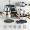 image:imageTramontina Utsava TriPly Clad Stainless Steel 18Quart Kadai with Lid and Ceramic Non Stick Interior InductionReady Small Kadhai Pot for Indian CookingCeramic