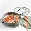 image:imageTramontina Vue AllinOne Plus Pan Set 5Quart Ceramic Non Stick Cooking Pan with Glass Lid Steamer Insert Beechwood Utensils Splatter Screen Pot Holder GreenGreen