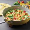image:imageTramontina Vue AllinOne Plus Pan Set 5Quart Ceramic Non Stick Cooking Pan with Glass Lid Steamer Insert Beechwood Utensils Splatter Screen Pot Holder GreenYellow