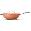 image:imageTramontina Vue AllinOne Plus Pan Set 5Quart Ceramic Non Stick Cooking Pan with Glass Lid Steamer Insert Beechwood Utensils Splatter Screen Pot Holder GreenOrange