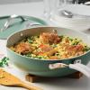 image:imageTramontina Vue AllinOne Plus Pan Set 5Quart Ceramic Non Stick Cooking Pan with Glass Lid Steamer Insert Beechwood Utensils Splatter Screen Pot Holder GreenGreen