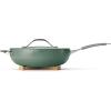image:imageTramontina Vue AllinOne Plus Pan Set 5Quart Ceramic Non Stick Cooking Pan with Glass Lid Steamer Insert Beechwood Utensils Splatter Screen Pot Holder GreenGreen