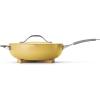 image:imageTramontina Vue AllinOne Plus Pan Set 5Quart Ceramic Non Stick Cooking Pan with Glass Lid Steamer Insert Beechwood Utensils Splatter Screen Pot Holder GreenYellow