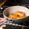 image:imageTramontina Vue AllinOne Plus Pan Set 5Quart Ceramic Non Stick Cooking Pan with Glass Lid Steamer Insert Beechwood Utensils Splatter Screen Pot Holder GreenPink