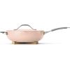 image:imageTramontina Vue AllinOne Plus Pan Set 5Quart Ceramic Non Stick Cooking Pan with Glass Lid Steamer Insert Beechwood Utensils Splatter Screen Pot Holder GreenPink