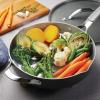 image:imageTramontina Vue AllinOne Plus Pan Set 5Quart Ceramic Non Stick Cooking Pan with Glass Lid Steamer Insert Beechwood Utensils Splatter Screen Pot Holder GreenGray
