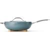 image:imageTramontina Vue AllinOne Plus Pan Set 5Quart Ceramic Non Stick Cooking Pan with Glass Lid Steamer Insert Beechwood Utensils Splatter Screen Pot Holder GreenBlue