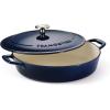 image:imageTramontina Bestow Enameled Cast Iron Dutch Oven Pot with Lid Round 55quart Smoke Gold KnobBlue