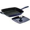 image:imageTramontina Bestow Enameled Cast Iron Grill Pan with Press 11inch Latte with Gold KnobBlue
