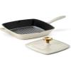 image:imageTramontina Bestow Enameled Cast Iron Grill Pan with Press 11inch Latte with Gold KnobLatte