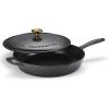 image:imageTramontina Bestow Enameled Cast Iron Grill Pan with Press 11inch Latte with Gold KnobSmoke