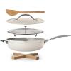 image:imageTramontina Vue AllinOne Plus Pan Set 5Quart Ceramic Non Stick Cooking Pan with Glass Lid Steamer Insert Beechwood Utensils Splatter Screen Pot Holder GreenWhite