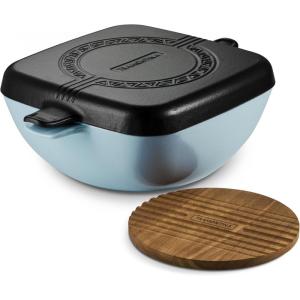 image:imageTramontina Cultura 2in1 Enameled Cast Iron Dutch Oven Pot with Reversible Lid Griddle and Trivet Oven Safe 65Quart MultiCooker Starlight BlueStarlight Blue