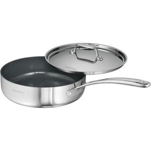image:imageTramontina Utsava TriPly Clad Stainless Steel 10Inch Square Grill Pan with Ceramic Non Stick Interior InductionReadySaute Pan