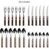 image:imageTramontina 24 Piece Silverware Set  Dark brown handle utensils set