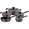 image:imageTramontina Sicilia 10Piece Non Stick Cookware Set with Glass Lids Aluminum Nonstick Pots and Pans Kitchen Set HazelnutHazelnut