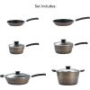 image:imageTramontina Sicilia 10Piece Non Stick Cookware Set with Glass Lids Aluminum Nonstick Pots and Pans Kitchen Set HazelnutHazelnut