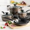 image:imageTramontina Sicilia 10Piece Non Stick Cookware Set with Glass Lids Aluminum Nonstick Pots and Pans Kitchen Set HazelnutHazelnut
