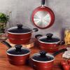 image:imageTramontina Sicilia 10Piece Non Stick Cookware Set with Glass Lids Aluminum Nonstick Pots and Pans Kitchen Set HazelnutRaspberry