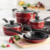 image:imageTramontina Sicilia 10Piece Non Stick Cookware Set with Glass Lids Aluminum Nonstick Pots and Pans Kitchen Set HazelnutRaspberry