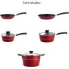 image:imageTramontina Sicilia 10Piece Non Stick Cookware Set with Glass Lids Aluminum Nonstick Pots and Pans Kitchen Set HazelnutRaspberry