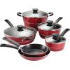 image:imageTramontina Sicilia 10Piece Non Stick Cookware Set with Glass Lids Aluminum Nonstick Pots and Pans Kitchen Set HazelnutRaspberry