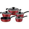 image:imageTramontina Sicilia 10Piece Non Stick Cookware Set with Glass Lids Aluminum Nonstick Pots and Pans Kitchen Set HazelnutRaspberry