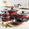 image:imageTramontina Sicilia 10Piece Non Stick Cookware Set with Glass Lids Aluminum Nonstick Pots and Pans Kitchen Set HazelnutRaspberry