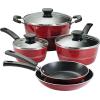 image:imageTramontina Sicilia 10Piece Non Stick Cookware Set with Glass Lids Aluminum Nonstick Pots and Pans Kitchen Set HazelnutRaspberry