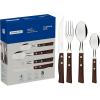 image:imageTramontina Cutlery Set with Steak Knives 24 Piece Sharp Knife Forks Teaspoons Tablespoons with Wooden Handles Camping Kitchen Rustic 22299050