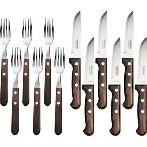image:imageTramontina 12 Piece Silverware Set  Dark brown handle utensils set