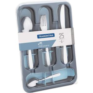 image:imageTramontina Cutlery Set with Steak Knives 12 Piece Sharp Knife and Fork Set with Wooden Handles Camping Kitchen Rustic Dishwasher Safe 29899199Stainless Steel