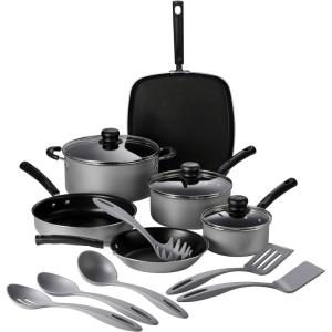 image:imageTramontina Primaware 15Piece Non Stick Cookware Set with Lids and Utensils Aluminum Nonstick Pots and Pans Kitchen Set StormSilver