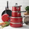 image:imageTramontina 11Piece Non Stick Cookware Set with Lids Aluminum Nonstick Pots and Pans Kitchen Set RedRed