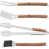image:imageTramontina Barbecue Tool Set 4Piece Churrasco Line  Spatula Tongs Grill Brush Carving Fork  Stainless Steel amp Wood Handle  Gas Charcoal Electric Grills