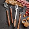 image:imageTramontina Barbecue Tool Set 4Piece Churrasco Line  Spatula Tongs Grill Brush Carving Fork  Stainless Steel amp Wood Handle  Gas Charcoal Electric Grills