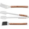 image:imageTramontina Churrasco 186Inch Stainless Steel Grill Cleaner Brush with Wood Handle and Pointed Bristles for Outdoor Grills BBQ Accessories2 PK Utensils Set Spatula  Meat Tongs