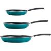 image:imageTramontina Porcelain Enamel Non Stick 3Pack Frying Pans Skillet Set with Reinforced Nonstick Coating Dishwasher and Oven Safe TealTeal